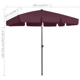Berkfield Home Sturdy Beach Umbrella Bordeaux Red 200x125 cm in Burgundy - thumbnail 8