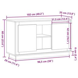 Berkfield Home Sideboard Old Wood 102x35x60 cm Engineered Wood in Brown - Size: 102 x 35 x 60 cm - thumbnail 9