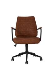 Living and Home Swivel & Height Adjustable Office Chair Vanity Chair with High Back in Brown - thumbnail 2
