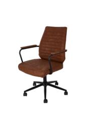 Living and Home Swivel & Height Adjustable Office Chair Vanity Chair with High Back in Brown - thumbnail 1
