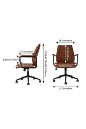 Living and Home Swivel & Height Adjustable Office Chair Vanity Chair with High Back in Brown - thumbnail 9