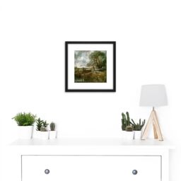 Artery8 John Constable English Sketch For A Boat Passing A Lock 8X8 Inch Square Wooden Framed Wall Art Print Picture with Mount in Black - thumbnail 2