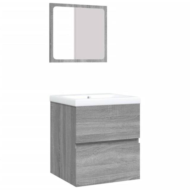 Berkfield Home Bathroom Sink Cabinet with Basin & Mirror Grey Sonoma - image 1