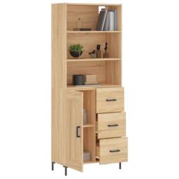 Berkfield Home Highboard Sonoma Oak 69.5x34x180 cm Engineered Wood in Light Tan - thumbnail 3