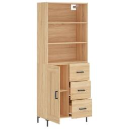 Berkfield Home Highboard Sonoma Oak 69.5x34x180 cm Engineered Wood in Light Tan