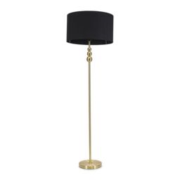 ValueLights Marissa Fabric Drum Shade with Brushed Gold Stacked Ball Floor Lamp in Black - thumbnail 2