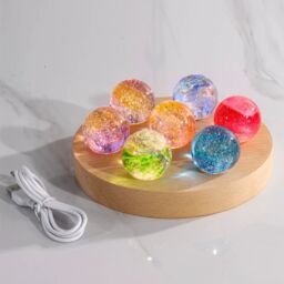 Leaper Round Base Seven Starry Sky Colorful Glass Bead Crystal Ball Night Light - thumbnail 9