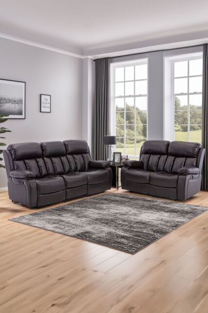 More4Homes Chester Manual Recliner Bonded Leather 2+3 Seater Sofa Set in Brown - image 1