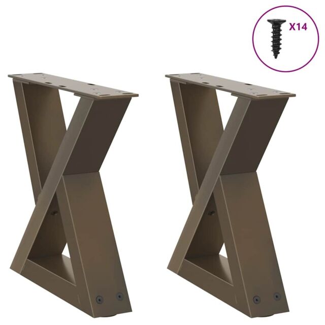 Berkfield Home Coffee Table Legs 2 pcs Natural Steel 30x(30-31.3) cm Steel in Brown - image 1