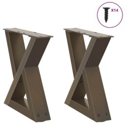 Berkfield Home Coffee Table Legs 2 pcs Natural Steel 30x(30-31.3) cm Steel in Brown - thumbnail 1