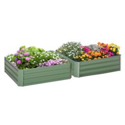 OUTSUNNY Set of 2 Raised Garden Bed Galvanised Planter Box Easy Setup in Green - thumbnail 2
