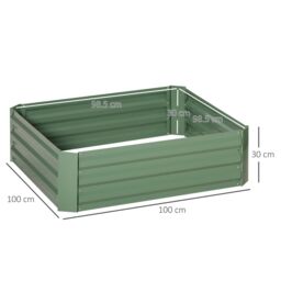 OUTSUNNY Set of 2 Raised Garden Bed Galvanised Planter Box Easy Setup in Green - thumbnail 3