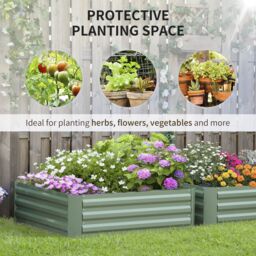 OUTSUNNY Set of 2 Raised Garden Bed Galvanised Planter Box Easy Setup in Green - thumbnail 4