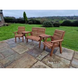 Churnet Valley Garden Furniture Ltd Valley 4 Seat Set 1X2B 2XC Angled Tray - Timber - Fully Assembled in Brown - thumbnail 3
