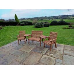 Churnet Valley Garden Furniture Ltd Valley 4 Seat Set 1X2B 2XC Angled Tray - Timber - Fully Assembled in Brown - thumbnail 2