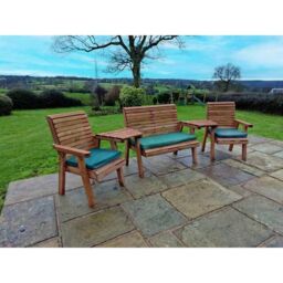 Churnet Valley Garden Furniture Ltd Valley 4 Seat Set 1X2B 2XC Angled Tray - Timber - Fully Assembled in Brown - thumbnail 4