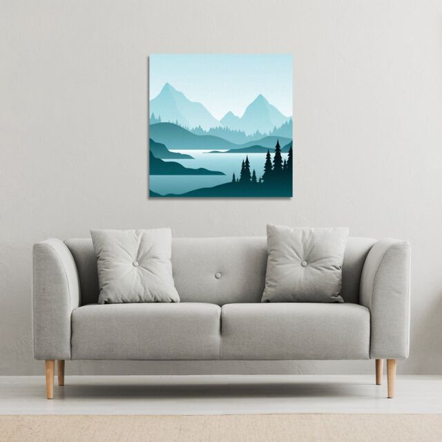 Benjamin Tate Design abstract mountain landscape (Canvas Print) / 46 x 46 x 4cm in Natural - Size: 46 x 46 x 4 cm