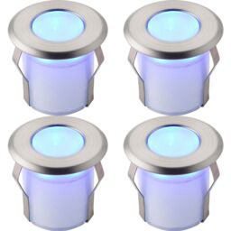 Loops 4 PACK Recessed Decking IP67 Guide Light - 0.8W Blue LED - Stainless Steel in Metallics