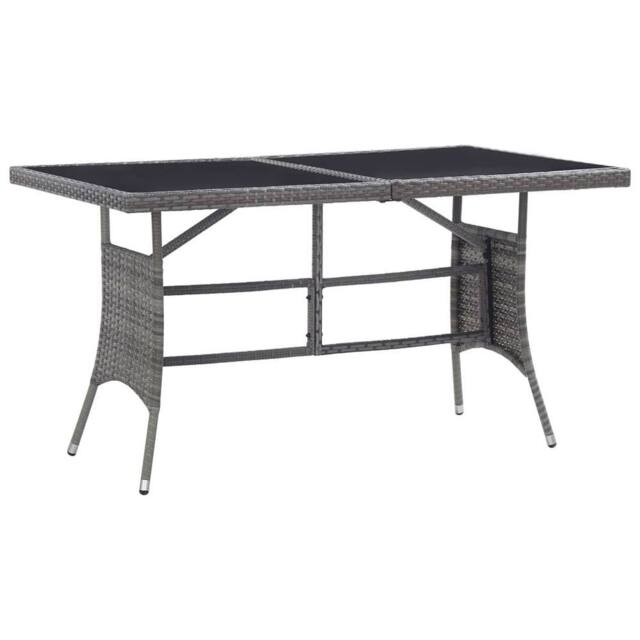 Berkfield Home Garden Table Grey 140x80x74 cm Poly Rattan - Size: 140 x 80 x 74 cm - image 1