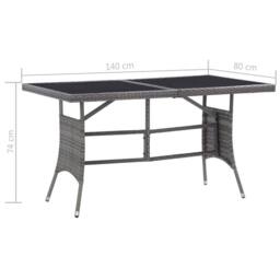 Berkfield Home Garden Table Grey 140x80x74 cm Poly Rattan - Size: 140 x 80 x 74 cm - thumbnail 6