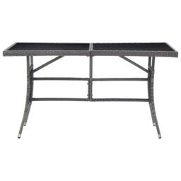 Berkfield Home Garden Table Grey 140x80x74 cm Poly Rattan - Size: 140 x 80 x 74 cm - thumbnail 2
