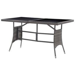Berkfield Home Garden Table Grey 140x80x74 cm Poly Rattan - Size: 140 x 80 x 74 cm - thumbnail 4