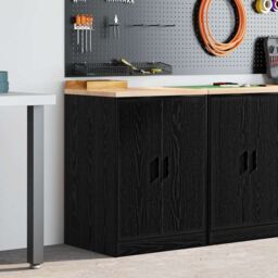 Berkfield Home Garage Storage Cabinet Black 60x51x85 cm Solid Wood Pine - Size: 60 x 51 x 85 cm - thumbnail 3