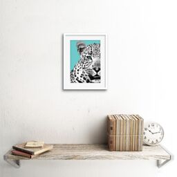 "Artery8 Wall Art Print Close up Beasties Leopard Art Framed 9x7 inch in White - Size: W7"" x H9""" - thumbnail 2