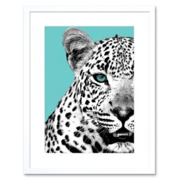 "Artery8 Wall Art Print Close up Beasties Leopard Art Framed 9x7 inch in White - Size: W7"" x H9""" - thumbnail 1