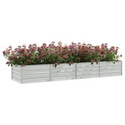 Berkfield Home Garden Raised Bed 320x80x45 cm Galvanized Steel Silver - Size: 320 x 80 x 45 cm - thumbnail 1