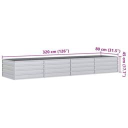 Berkfield Home Garden Raised Bed 320x80x45 cm Galvanized Steel Silver - Size: 320 x 80 x 45 cm - thumbnail 7