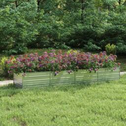 Berkfield Home Garden Raised Bed 320x80x45 cm Galvanized Steel Silver - Size: 320 x 80 x 45 cm - thumbnail 2