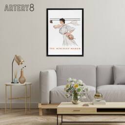 "Artery8 Mischief Maker Woman Butterfly Net Framed Canvas Wall Art Print Penfield in White - Size: W18"" x H24""" - thumbnail 3