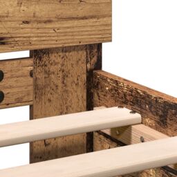 Berkfield Home Bed Frame with Headboard Old Wood 120 x 190 cm Solid Wood in Brown - thumbnail 9