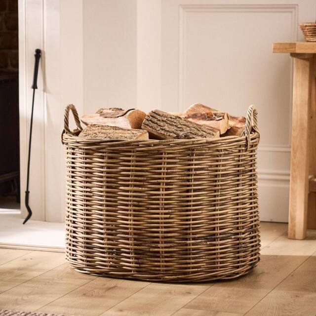 Dibor Traditional Natural Azara Oval Log Basket XL H46 x L67 x W53cm - Size: Large - image 1