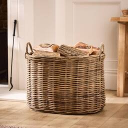 Dibor Traditional Natural Azara Oval Log Basket XL H46 x L67 x W53cm - Size: Large - thumbnail 1