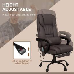 STILVORA Office Chair with Massage & Footrest in Brown - thumbnail 6