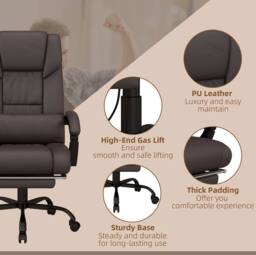 STILVORA Office Chair with Massage & Footrest in Brown - thumbnail 8