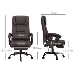 STILVORA Office Chair with Massage & Footrest in Brown - thumbnail 3
