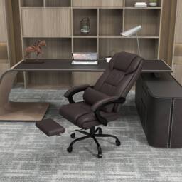 STILVORA Office Chair with Massage & Footrest in Brown - thumbnail 2