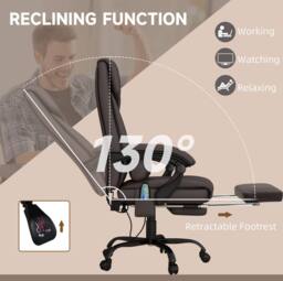 STILVORA Office Chair with Massage & Footrest in Brown - thumbnail 7