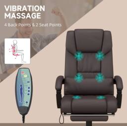 STILVORA Office Chair with Massage & Footrest in Brown - thumbnail 5