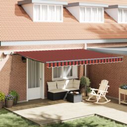 Berkfield Home Manual Retractable Awning with LED Orange & Brown 450x350 cm - thumbnail 1