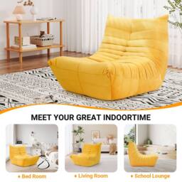 Dprodo Lazy Floor Sofa Couch, Ergonomic Design Fireside Chair in Yellow - Size: 1 Pack - thumbnail 5