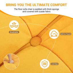 Dprodo Lazy Floor Sofa Couch, Ergonomic Design Fireside Chair in Yellow - Size: 1 Pack - thumbnail 3
