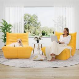 Dprodo Lazy Floor Sofa Couch, Ergonomic Design Fireside Chair in Yellow - Size: 1 Pack - thumbnail 7