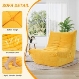 Dprodo Lazy Floor Sofa Couch, Ergonomic Design Fireside Chair in Yellow - Size: 1 Pack - thumbnail 6