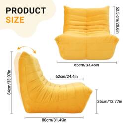 Dprodo Lazy Floor Sofa Couch, Ergonomic Design Fireside Chair in Yellow - Size: 1 Pack - thumbnail 4