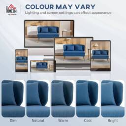 Wyld Haus Taco Linen Look Dark Blue 2 Seater Sofa Wingback Design Gold Metal - thumbnail 7