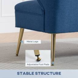 Wyld Haus Taco Linen Look Dark Blue 2 Seater Sofa Wingback Design Gold Metal - thumbnail 6